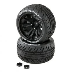 Duratrax SpeedTreads Speedhawk Tires Mounted (2): 1/10 Stadium/Monster Truck for Tires & Wheels