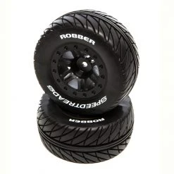 Duratrax SpeedTreads Robber SC Front Rear Black Mounted: Traxxas Slash/Rustler, ECX 4X4 for Tires & Wheels