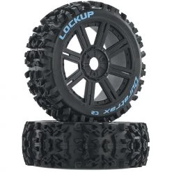 Duratrax Lockup 1/8 C2 Mounted Buggy Spoke Tires, Black (2) for Tires & Wheels